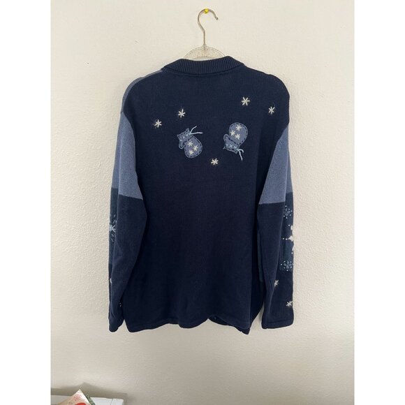 Northcrest Cardigan Sweater Women's 2XL Wool Blend Ski Holiday Lodge Snowman - Picture 10 of 11